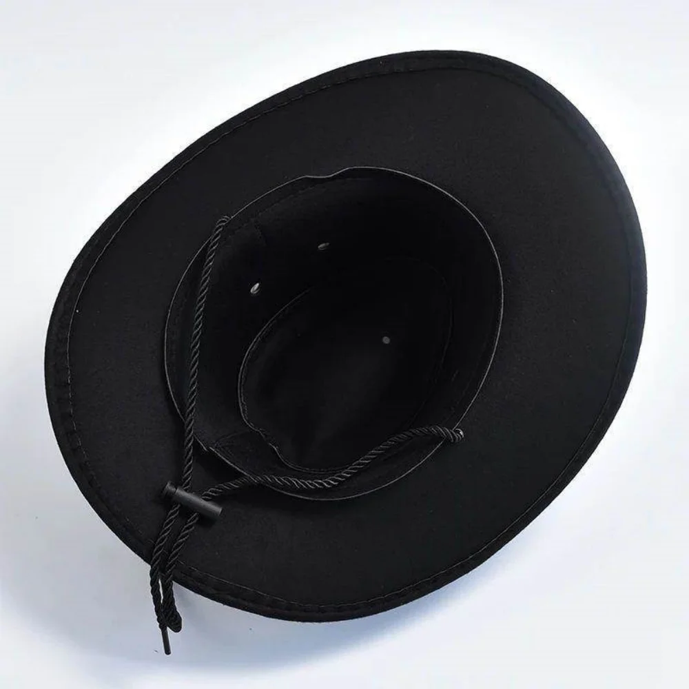 Sombreros de vaquero occidentales, sombrero Fedora con remaches de cabeza de buey, sombrero de vaquera de ala ancha, gorra de gamuza artificial, gorras de sol para hombre y mujer para viajes al aire libre