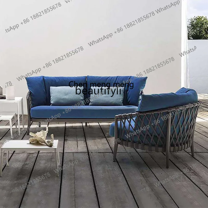E153 Outdoor Sofa Courtyard Sofa Coffee Table Set Rattan Sofa Chair Sales Office Open Air Outdoor