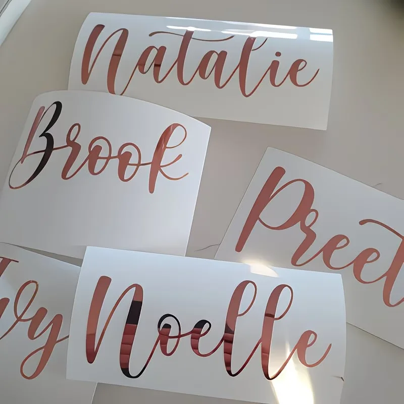 100 SZTUK Niestandardowych Naklejek Transferowych 3D w Kolorze Różowego Złota z Nadrukiem UV, Naklejki DTF z Logo Firmy, Personalizowane Naklejki Transferowe na Ślub — zdjęcie produktu 4