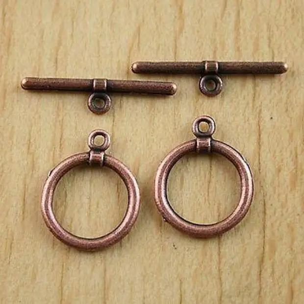 20Sets Copper Tone Crafted Smooth Toggle Clasps H0441 Jewelry Making Supplies