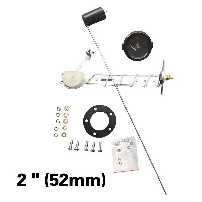 

NEW Car Meter with Fuel Float Sensor White LED Light Black Rim Automotive Gauges 12V 2" 52mm White Face Fuel Level Gauge