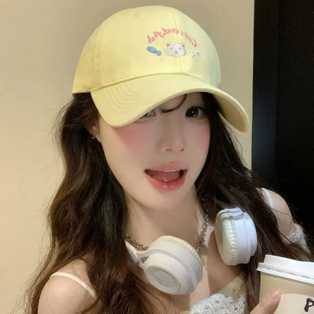أزياء التطريز القط الكرتون قبعة بيسبول واقية من الشمس عارضة ظلة قبعة لينة لطيف بلغت ذروتها قبعة في الهواء الطلق #4