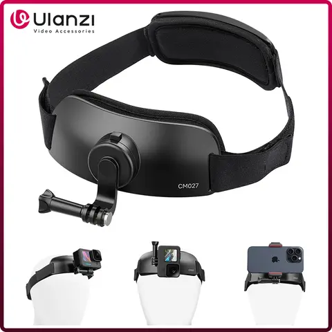 울란지 CM027 헤드 스트랩 액션 카메라 마운트, 360도 회전 마운트 포함, 고프로, 사이클링, 낚시, 러닝, 보트, 스포츠용 휴대폰 마운트
