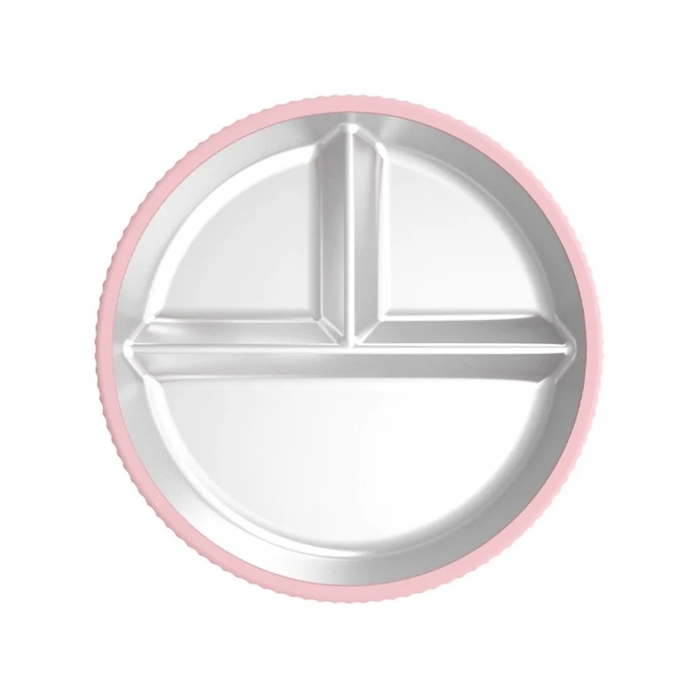 

Divided Design Silicone Suction Cup Kids Plates Detachable 304 Stainless Steel Baby Sucker Dining Plate Anti-fall Heat-Resistant