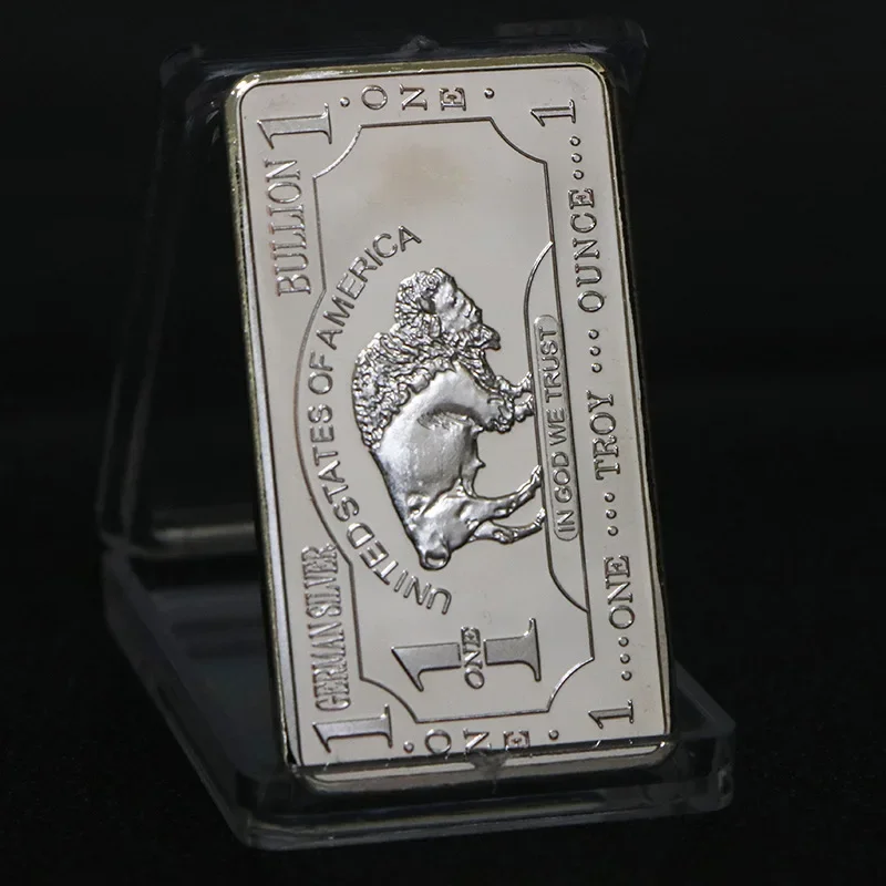 1PCS German Mint 1 Troy Ounce Buffalo German Silver Bullion Bar Replica Coins Collection