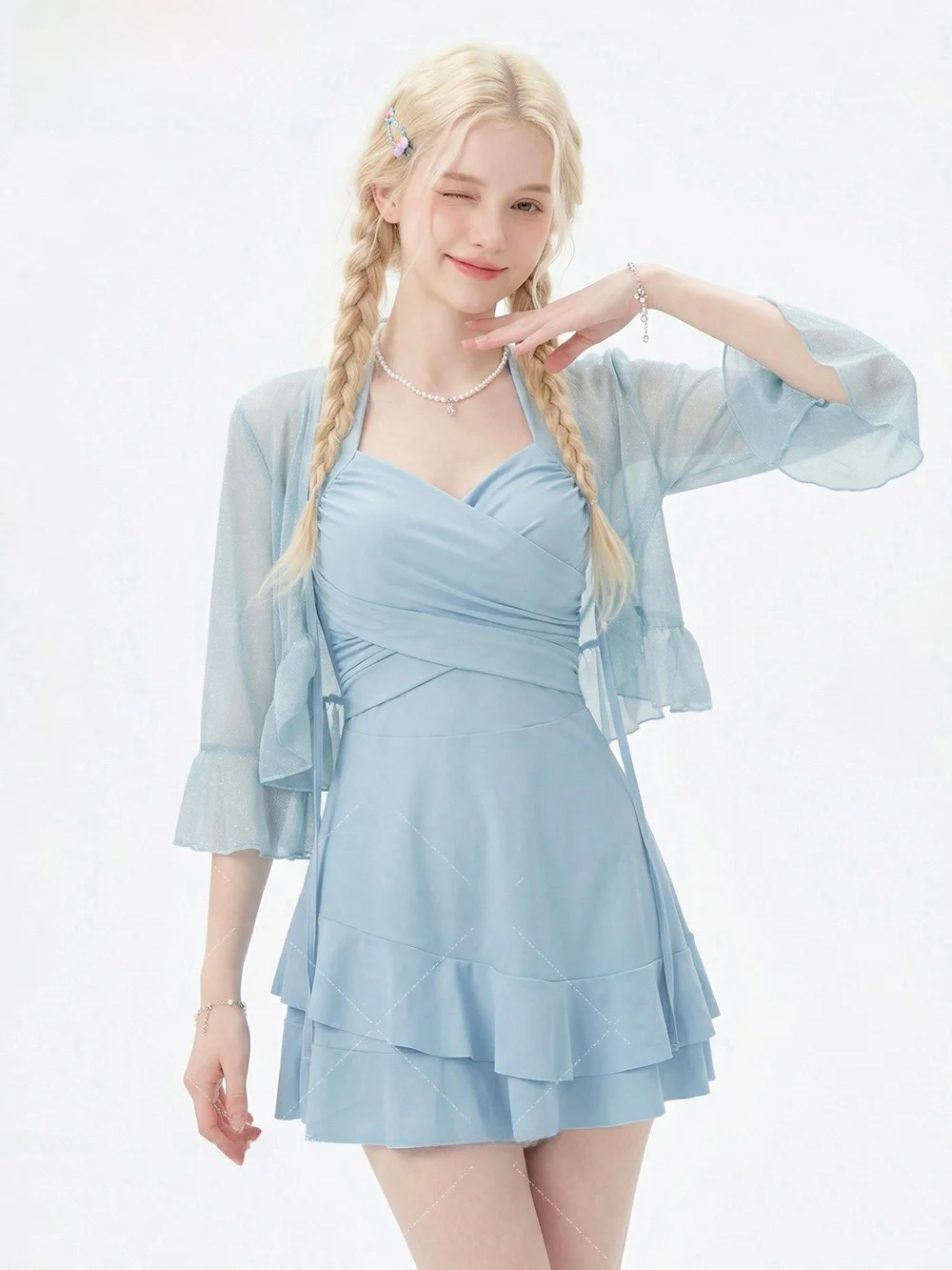 

2026 New Sle Women's Bikini Swimsuit High Waist Cover up Thermal Spring Vaion Flat Angle Slimming Design Beach Playwear