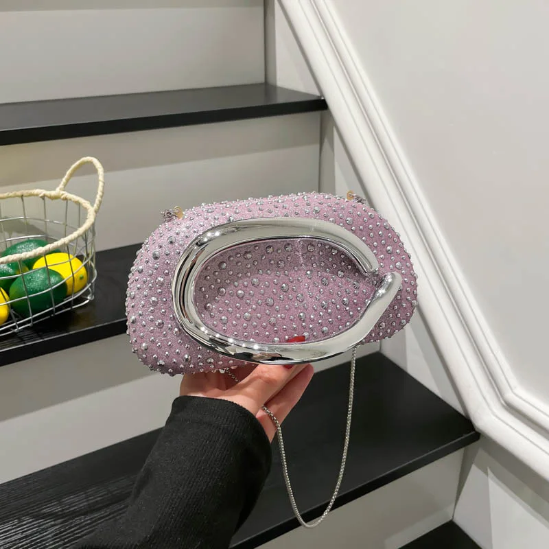 

Sparkling Crystal Diamond Women's Evening Clutch Luxury Elegant Round Box Shaped Chain Bag Banquet Party Shoulder Crossbody Bag