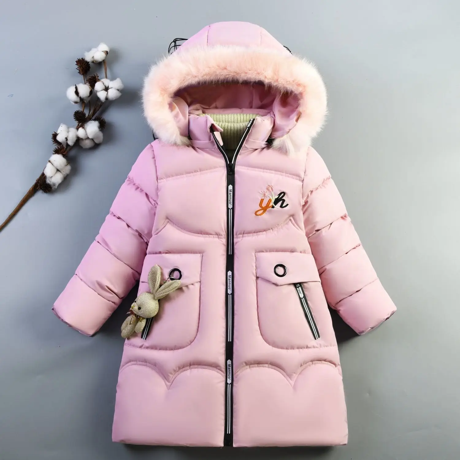 

Teenage Hooded Winter Girl Jacket Thick Warm Cotton Padded Long Style Manteau Fille Kids Down Coat Parkas Children Outerwear