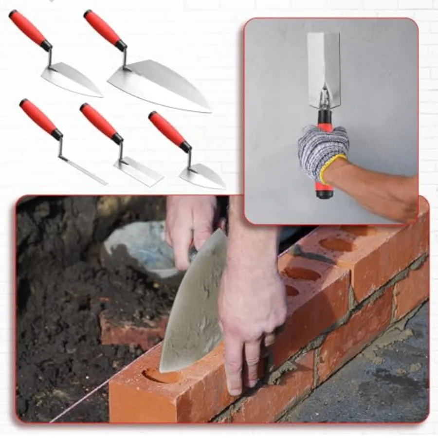 벽돌 및 콘크리트 마감 작업용 라스텐트 6종 석공 수공구 세트: 11 x 51 2 필라델피아 벽돌 흙손 2개 포함
