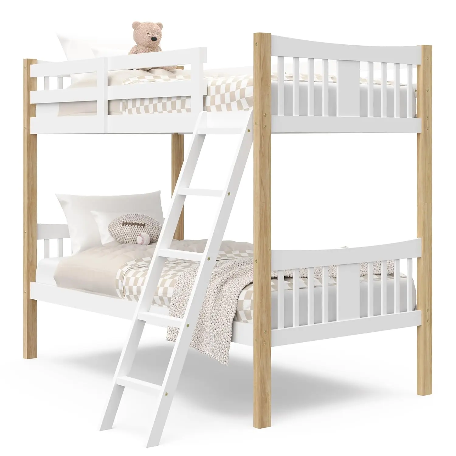 Twin-over-Twin stapelbed (grijs) – GREENGUARD Gold-gecertificeerd, converteert naar 2 individuele twin-bedden