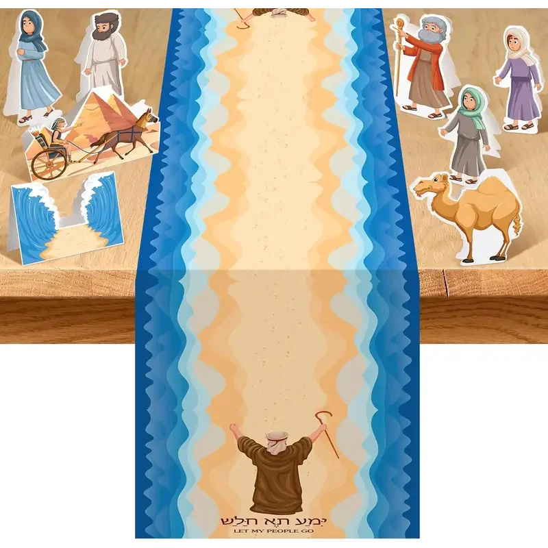 VIKAMA Passover Tablecloth Jewish holiday decoration, suitable for Passover Seder ceremonies, featuring Star of David motif