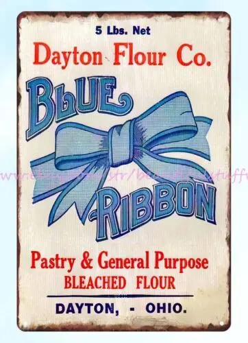 blue ribbon flour Dayton Ohio metal tin sign sports bar plaques