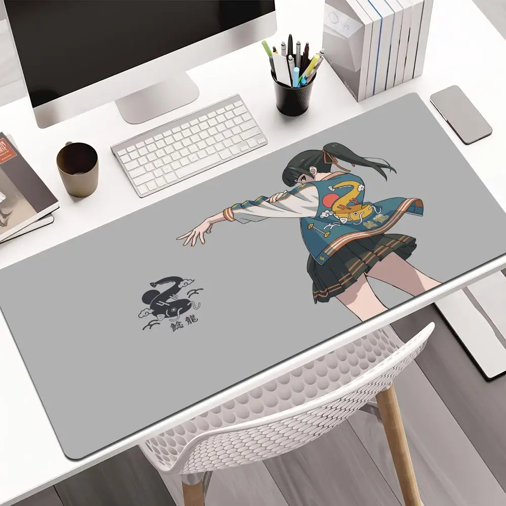 سطح المكتب الديكور أنيمي فتاة كبيرة ماوس الوسادة المطاط المضادة للانزلاق حصيرة مكتبية ملحقات الكمبيوتر الألعاب حصيرة لوحة المفاتيح توسيع ماوس