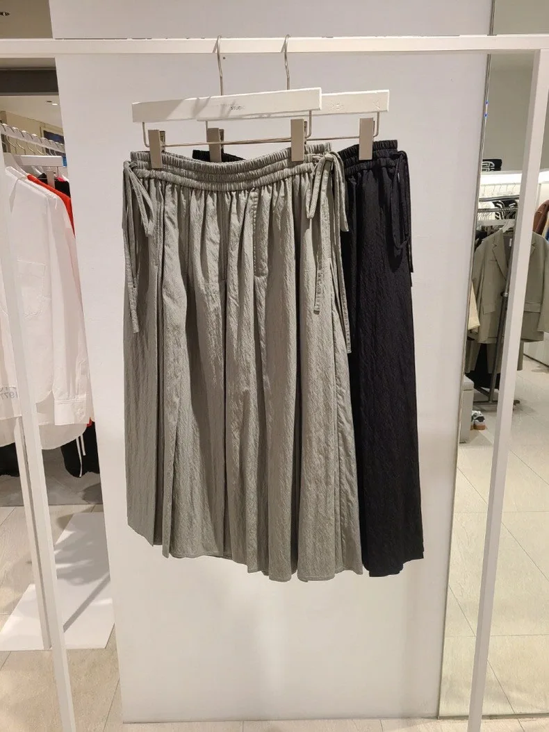 

Юбка миди А-силуэта с высокой талией, женская, в гонконгском стиле, дышащая, приятная для кожи, из хлопка и полиэстера