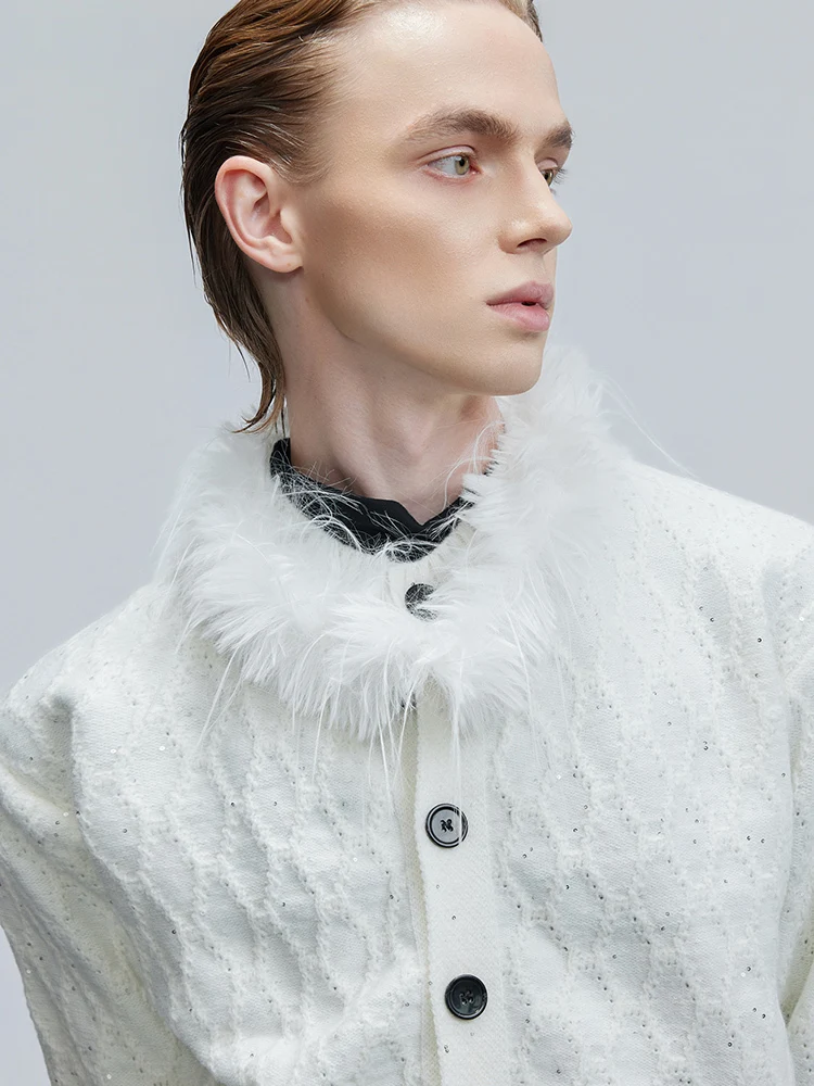 Luzhen original de alta qualidade pele cabelo emenda pescoço cor sólida malha cardigan masculino feminino mesmo estilo bonito camisola jy4804