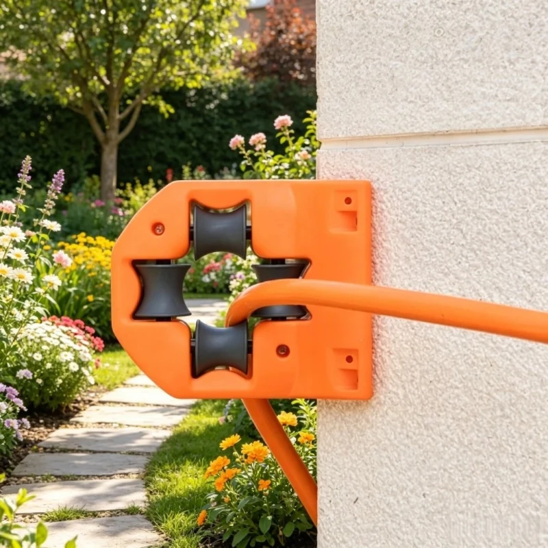 Outdoor Garden Hose Guide Bracket, Wall Corner Pipe Positioning Holding Roller Anti-skid Lawn Hose Holder Irrigation Accessories