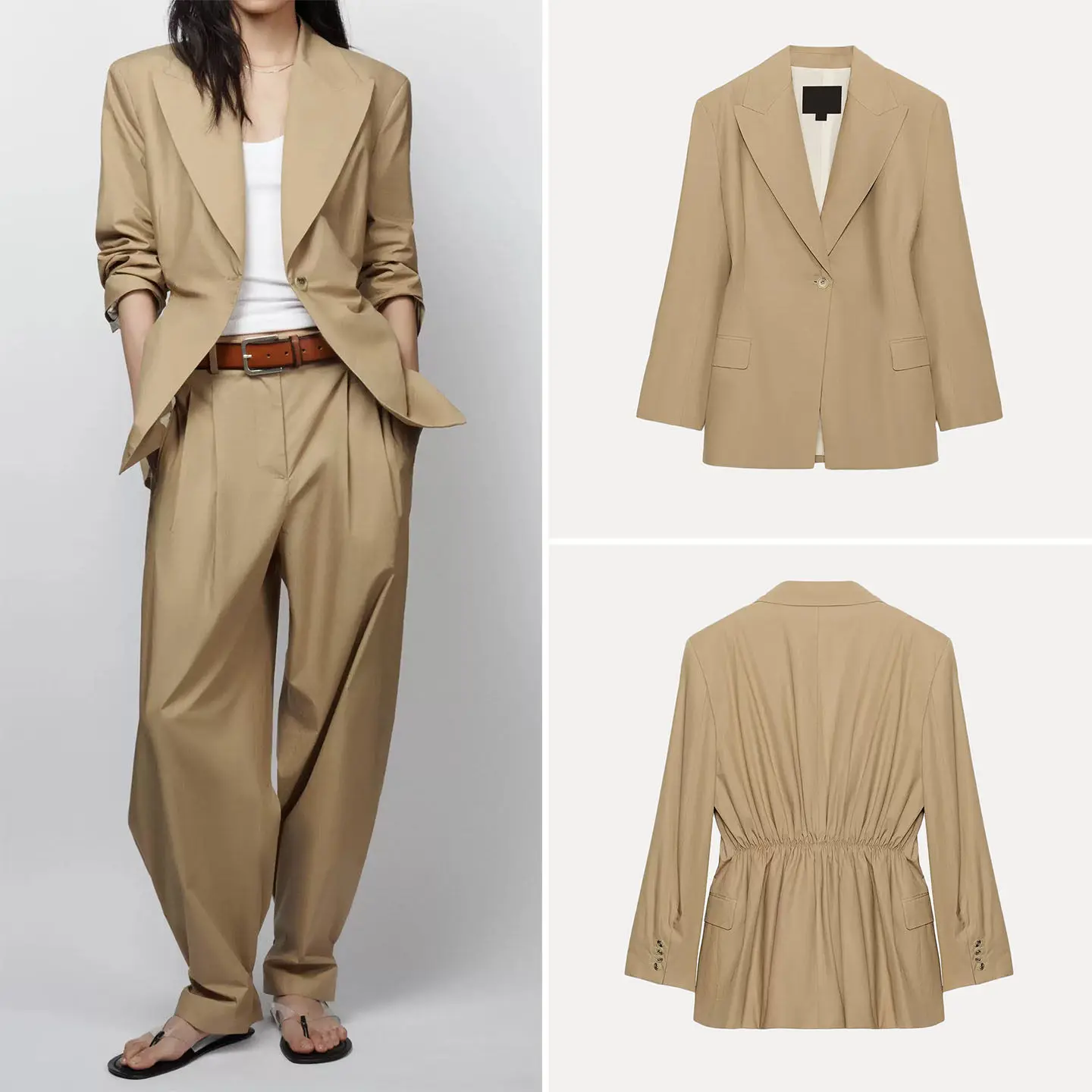 

Women's Slim Fit Long Sleeve One Button Notch Collar Single Button Suit Jacket Casual Style Chinese Brand ZADATA 2026 Summer ...
