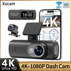 UHD 4K Dash Cam Dual Lens Fahren Recorder Auto DVR 1080P Hinten Objektiv Kamera Integrierte WiFi GPS 24-Stunden Parkplatz Überwachung Black Box