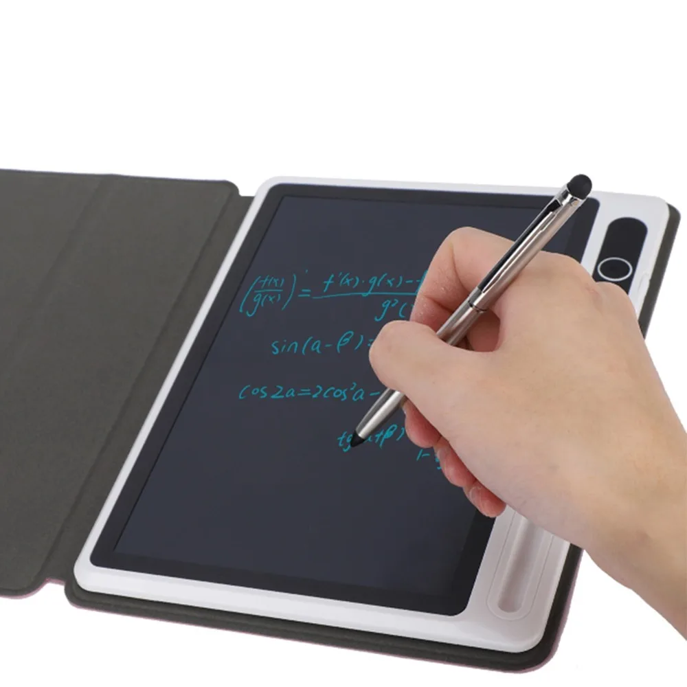Black LCD Writing Tablet Small with Leather Sleeve Handwriting Pad Lightweight Light-Powered Electronic Board