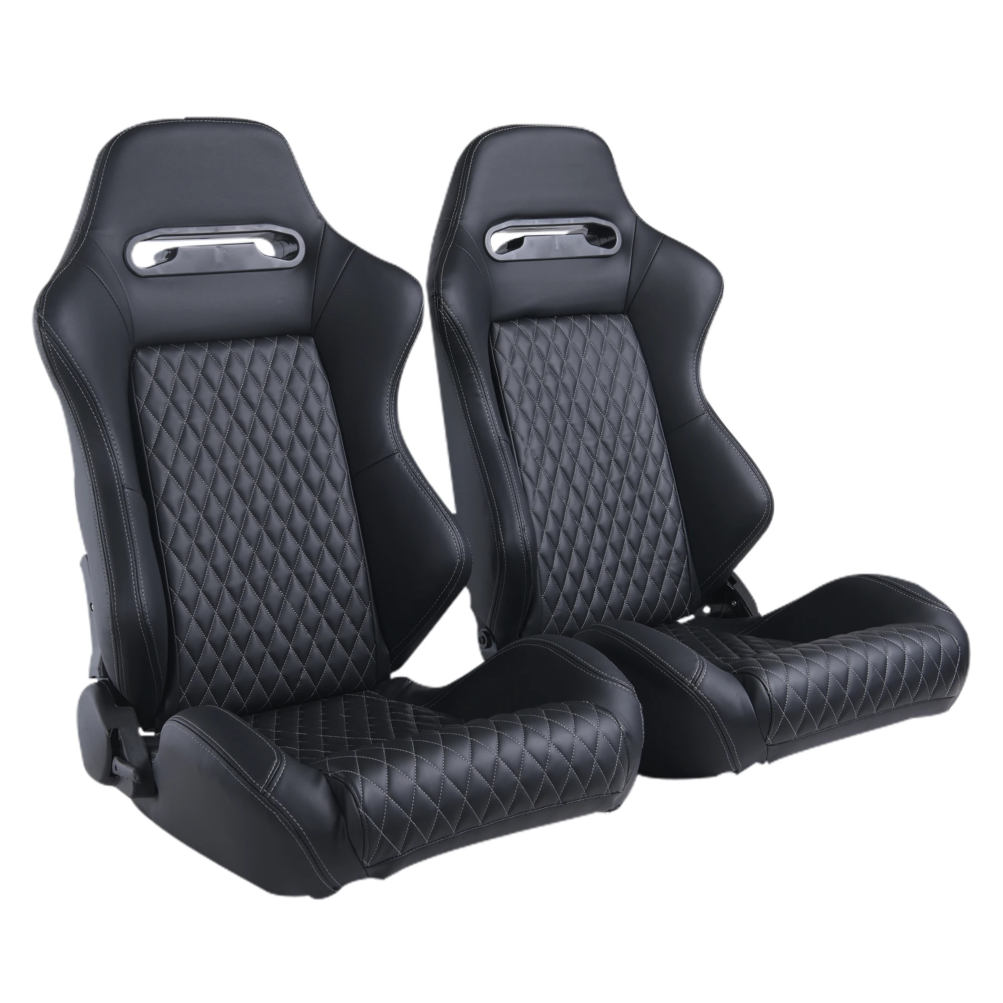 JBR1035 Universal Auto Parts Black PVC Racing Sports Car Seat With Double Rails Leather Modified Car Seats