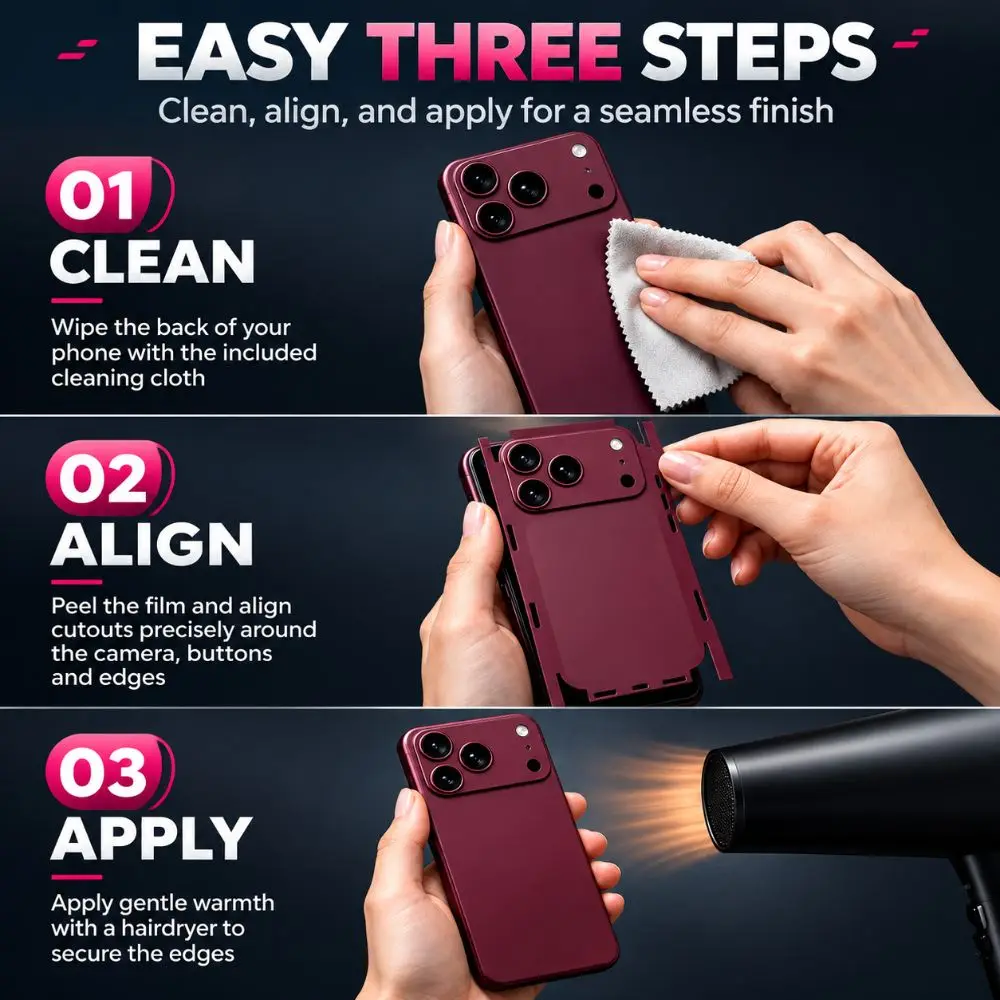 Original Color Back Skin Sticker Full Coverage Anti Fingerprint Back Cover Decal Anti-Scratch for iPhone 18Pro/18 Pro Max