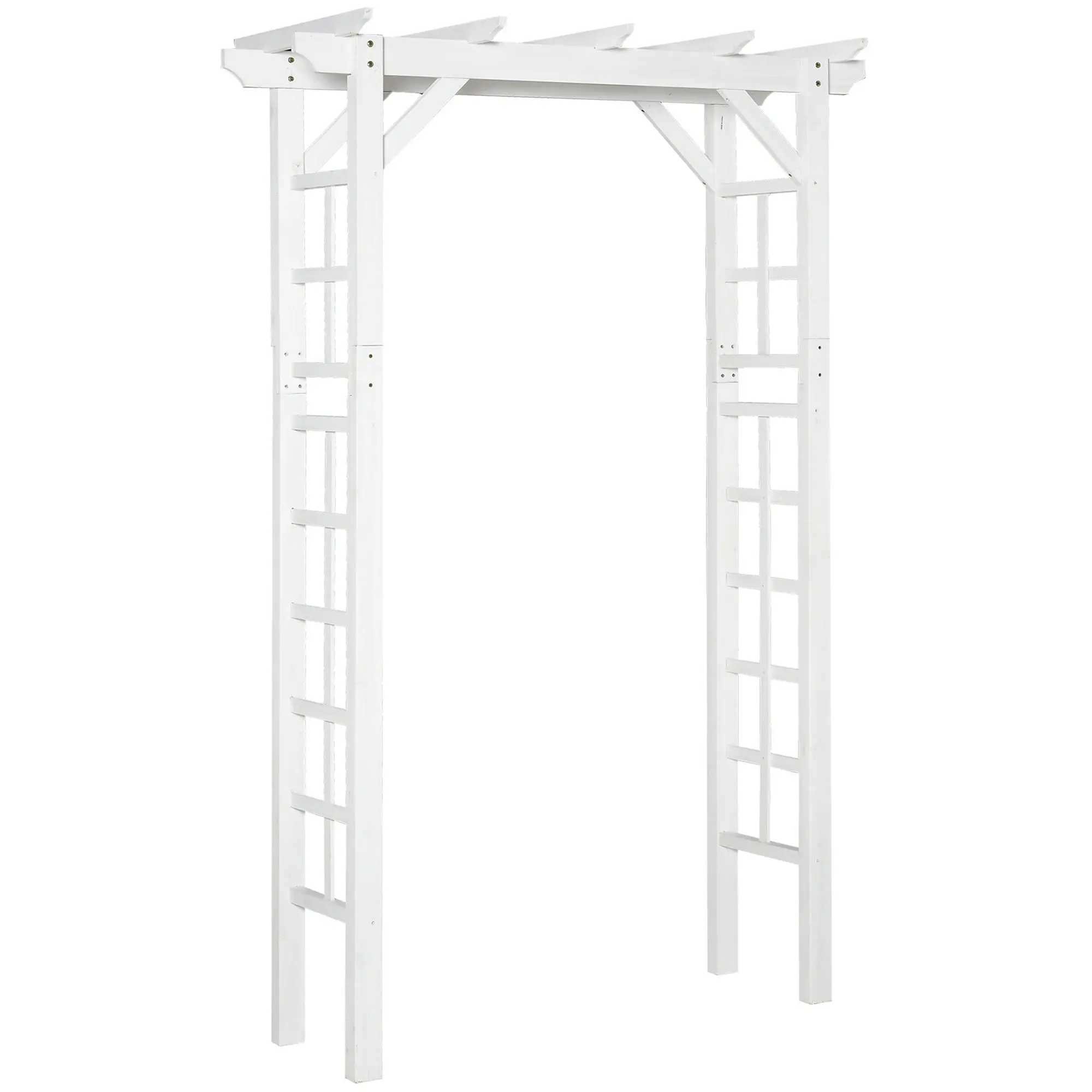 

For Outsunny Arched Trellis Arbor 7 ft Wood Steel with Natural Fir Side Panel for Climbing Vines Outdoor White
