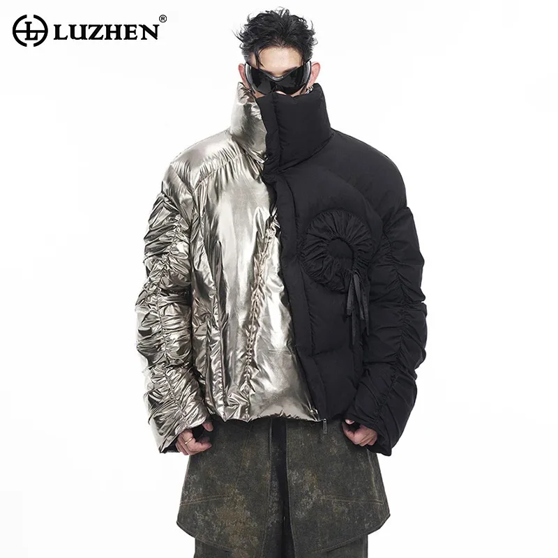 LUZHEN Parkas Glossy Personalized Patchwork High End Luxury Trendy Men Pleated Designer Original Thickened Padded Jackets LZ8077