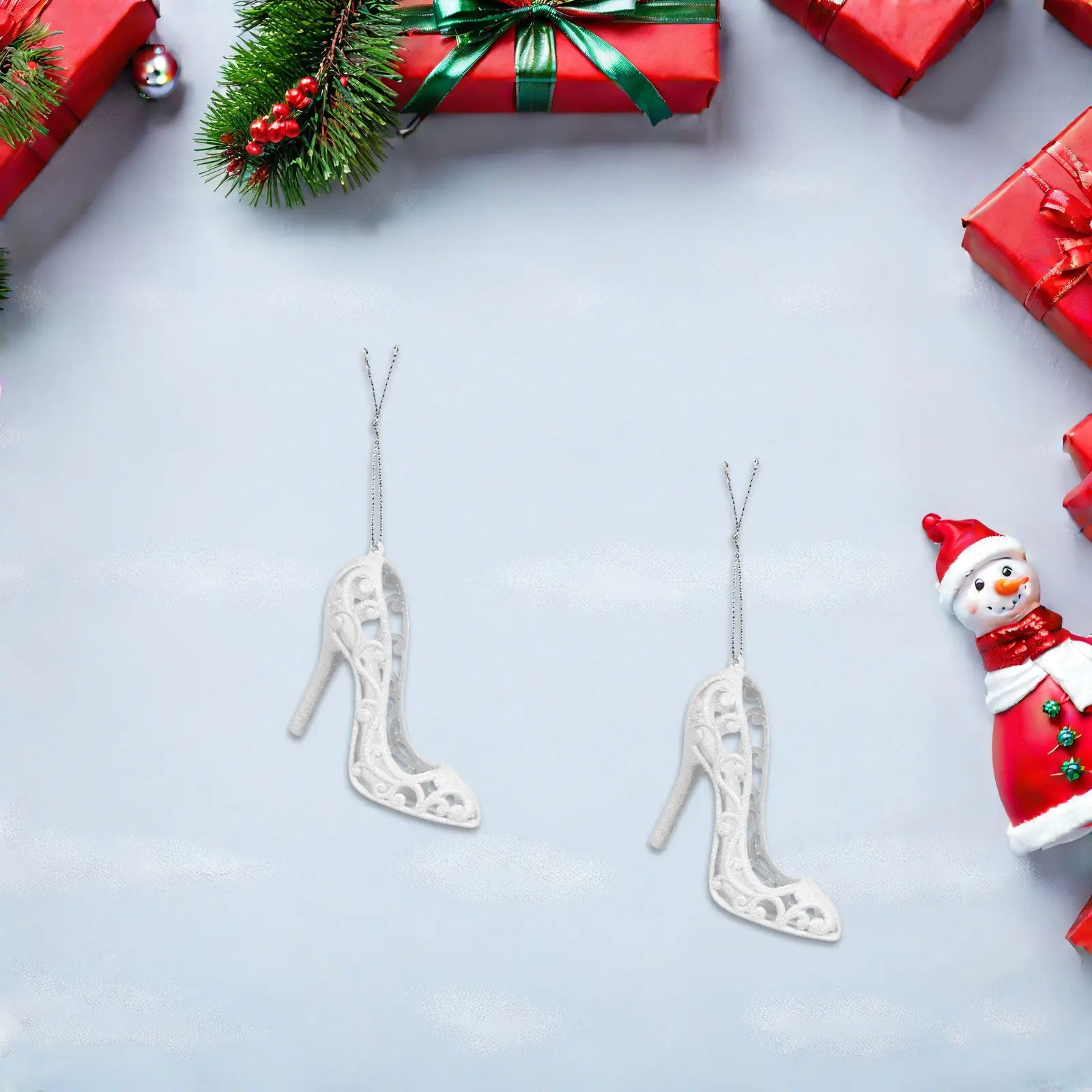 6Pcs High Heels Christmas Tree Pendant Hanging Ornament Xmas Decorations Festive Party Adornments for Home Fireplace