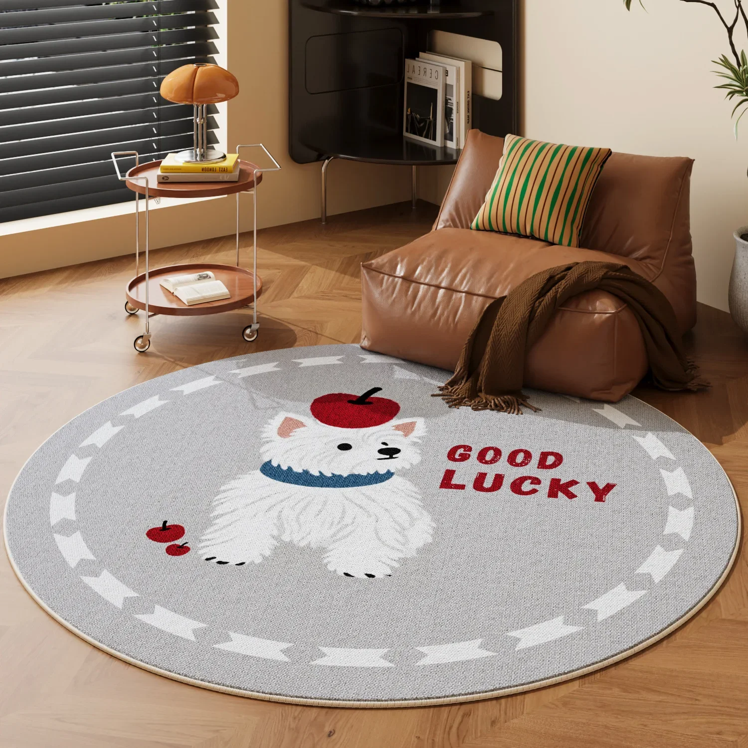 Cartoon Dog Round Carpet - Good Friends Love Anti Slip Carpet Mat Home Decoration  Living Room Pet Theme Carpet Home Decoration