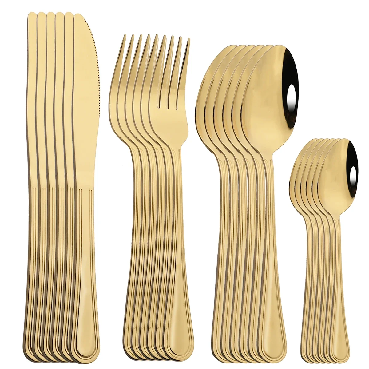 

24 шт., набор столовой посуды, набор столовых приборов из нержавеющей стали, нож, вилка, ложка, посуда, подходит для домашней кухни, ресторана