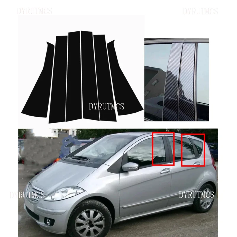 

Glossy Black Silvery Car Window Cover Pillar Posts Trim Sticker Fit For Mercedes Benz A Class W169 5-Door Hatchback 2005-2012