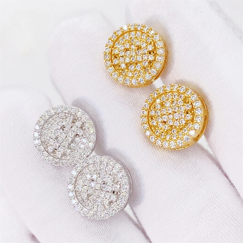 

Hiphop Iced Moissanite Bitcoin Earrings Screwback Women 925 Sterling Silver D Color Moissanite Diamond Stud Earrings Pass Tester