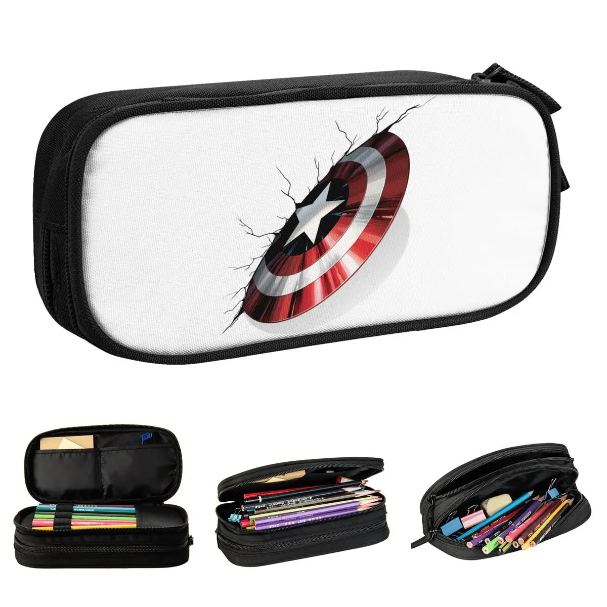 Captain America Shield Struck Pencil Cases Pencil Pouch Pen Box for Girls Boys Big Capacity Bag Students School Gifts Stationery