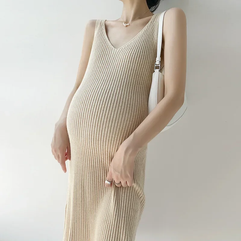 

Maternity Dresses Cotton Pleated Long Pregnancy Dress Casual Loose Maternity Clothes For Pregnant Women Fashion 2024