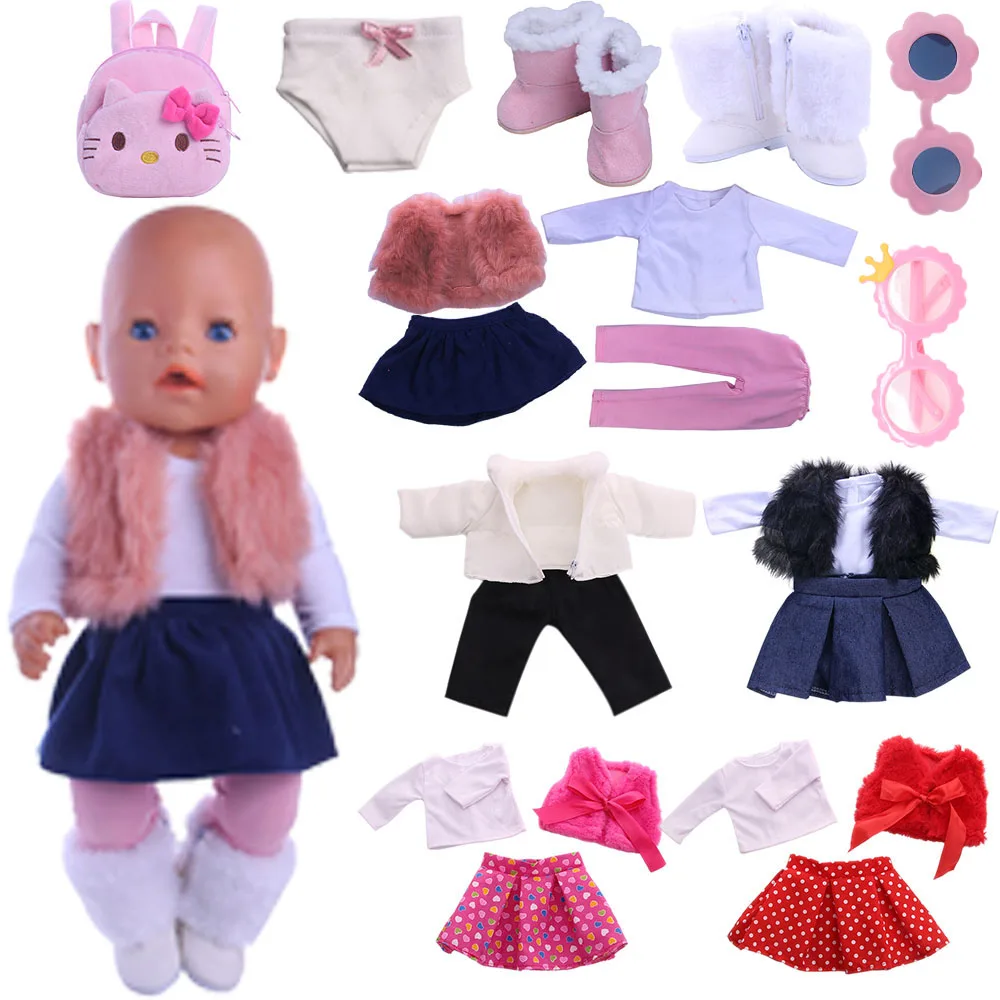 Reborn Doll Clothes Shoes, Skirt&Leggings jacket For 16-18 Inch Girl 43 cm Born Baby Clothes Items Our Generation,Toys For Girls