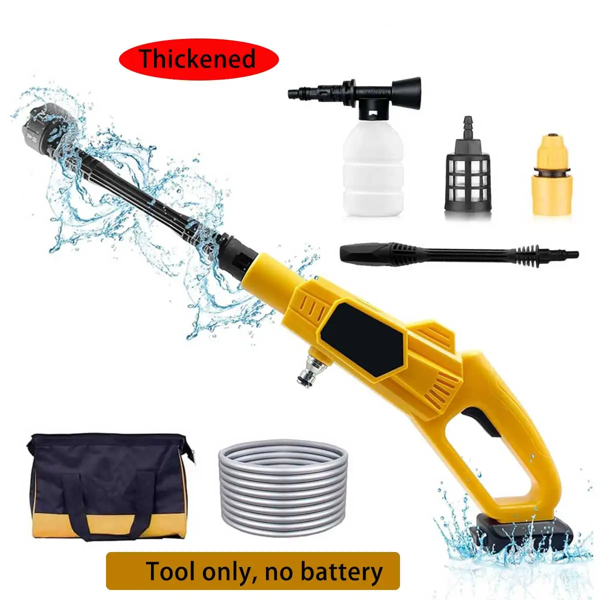 Cordless Electric Pressure Washer, Portable Handheld Car Wash Gun, 900PSL with 6-in-1 Nozzle & Hose for Yard Cleaning, Electric