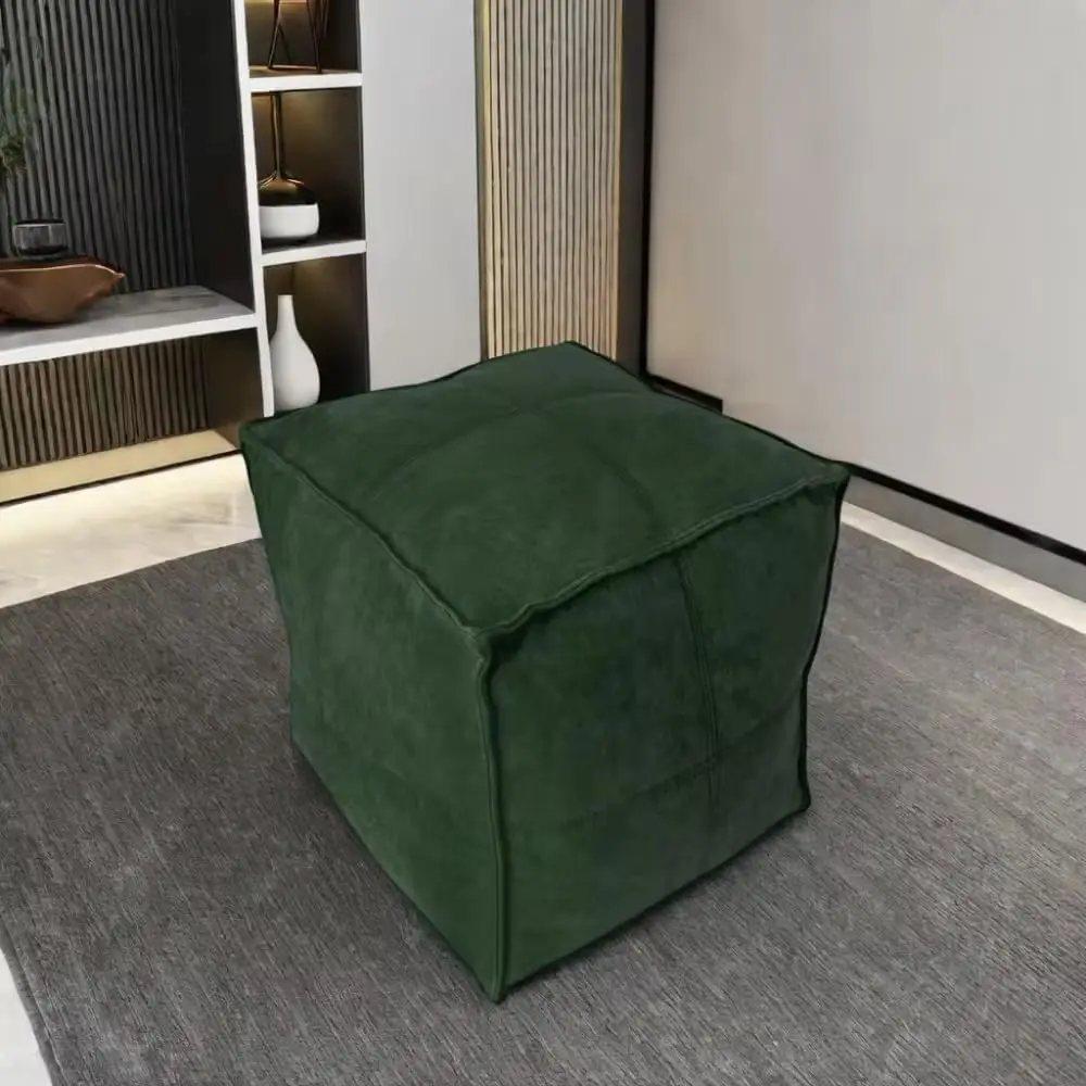 Pouf carré d'extérieur vert, ottoman, pouf sac de rangement, repose-pieds cubique, solution décorative, housse de pouf pour canapé