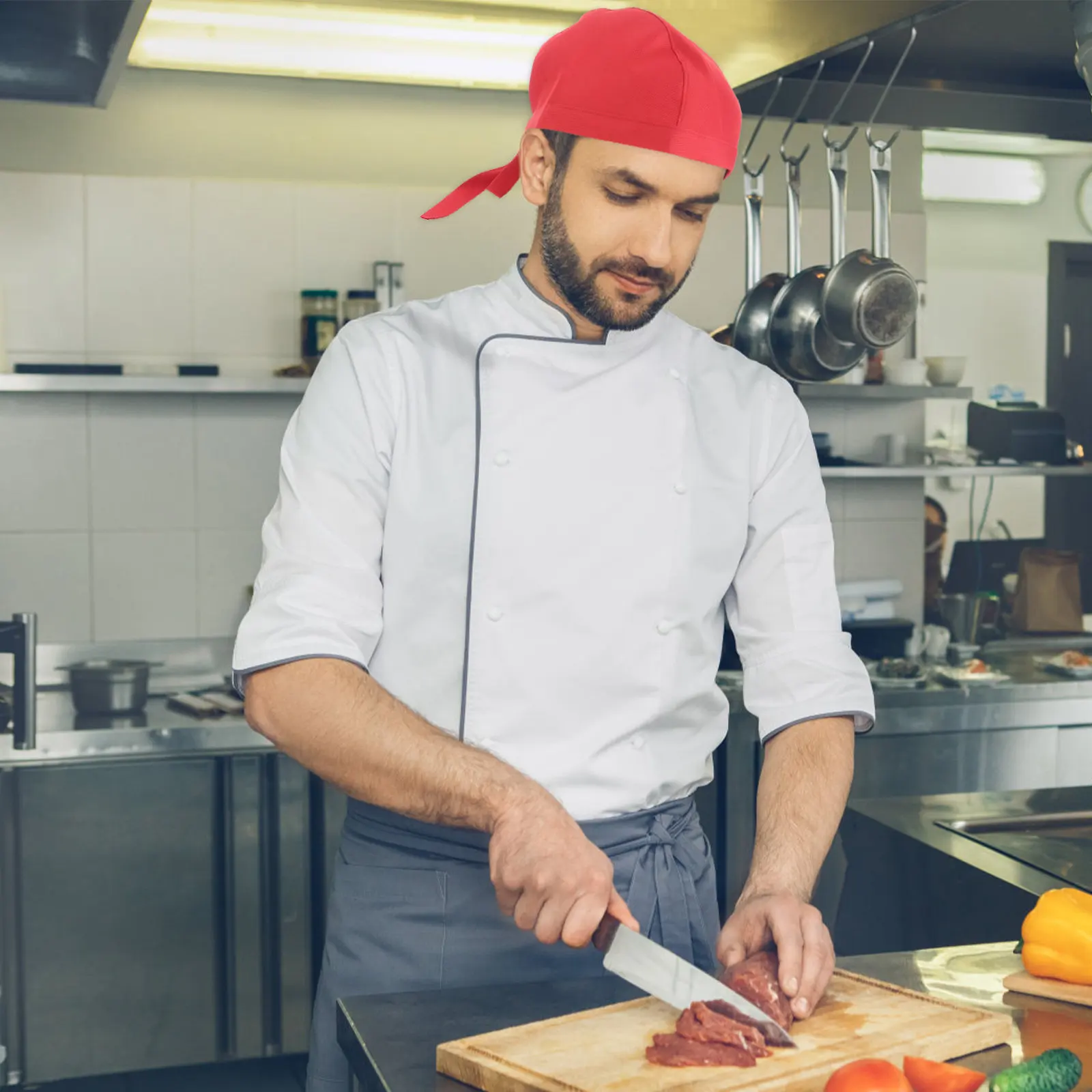 Chef Hat Size Fits Most Adult Adjustable Ribbon Style Kitchen Work Cap for Servers Cooks Bakers Daily Fashion Wear