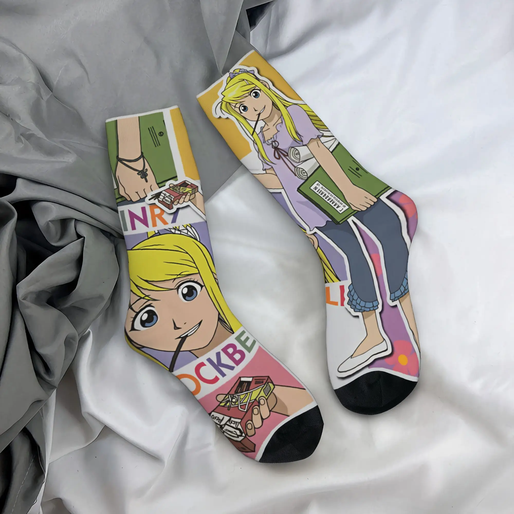 Anime F-Fullmetal A-Alchemist Dress Socks Men's Women's Warm Fashion Novelty Manga Crew Socks