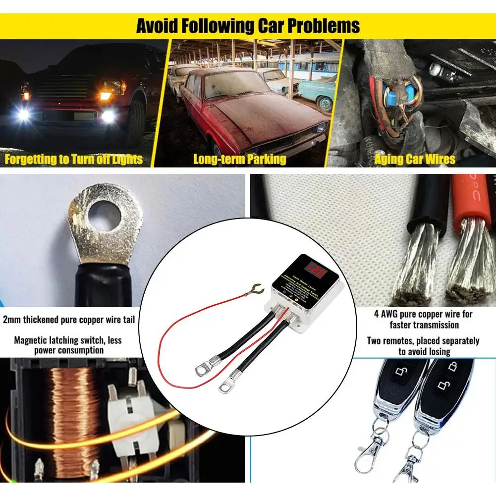 12v Auto Batterie Cutoff Schalter Drahtlose Fernbedienung Trennen Auto Relais Led-anzeige Anti-verlust Power Off Leckage schutz – Detail 10
