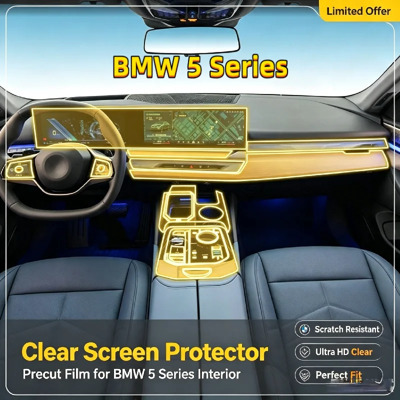 For 18-25 BMW 5 Series dedicated screen center console body interior film car modification transparent protective film