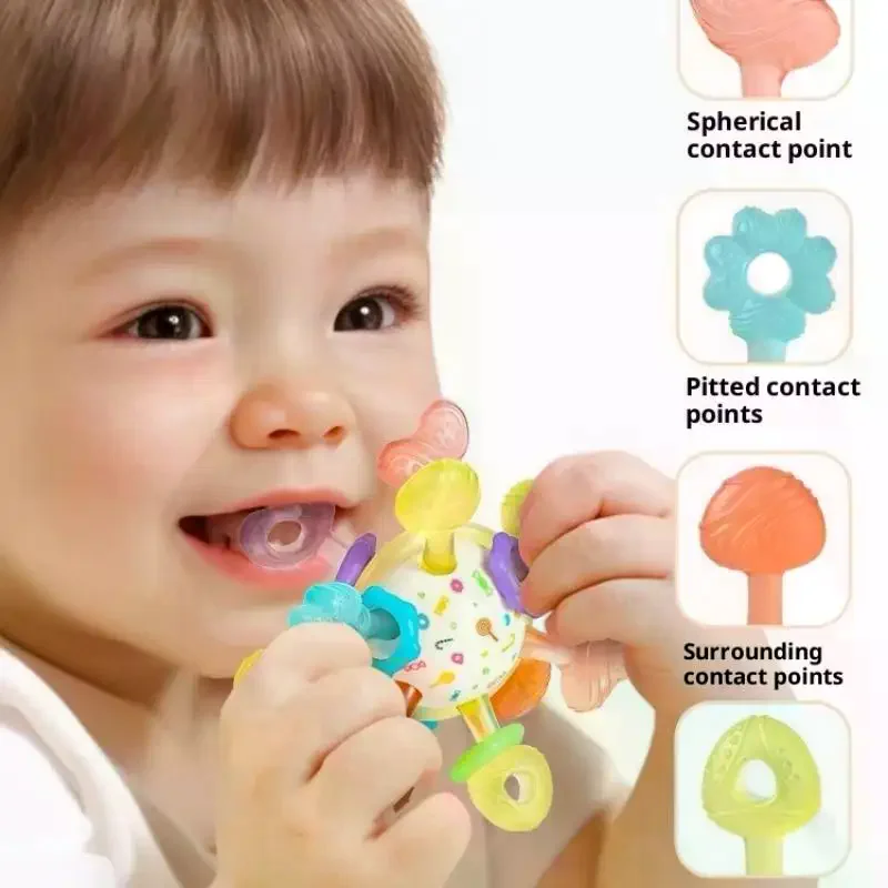 

1Pcs Boy Girl Manhattan Teether Ball Silicone Hand Grab Ball Teether For Baby Early Education Puzzle Kids Toys