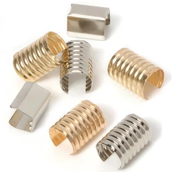 100PCS Gold color Round Fastener Crimping Rope Cord String 8x13mm Metal Foldable Clip for DIY Jewelry Making Bracelet Accessorie