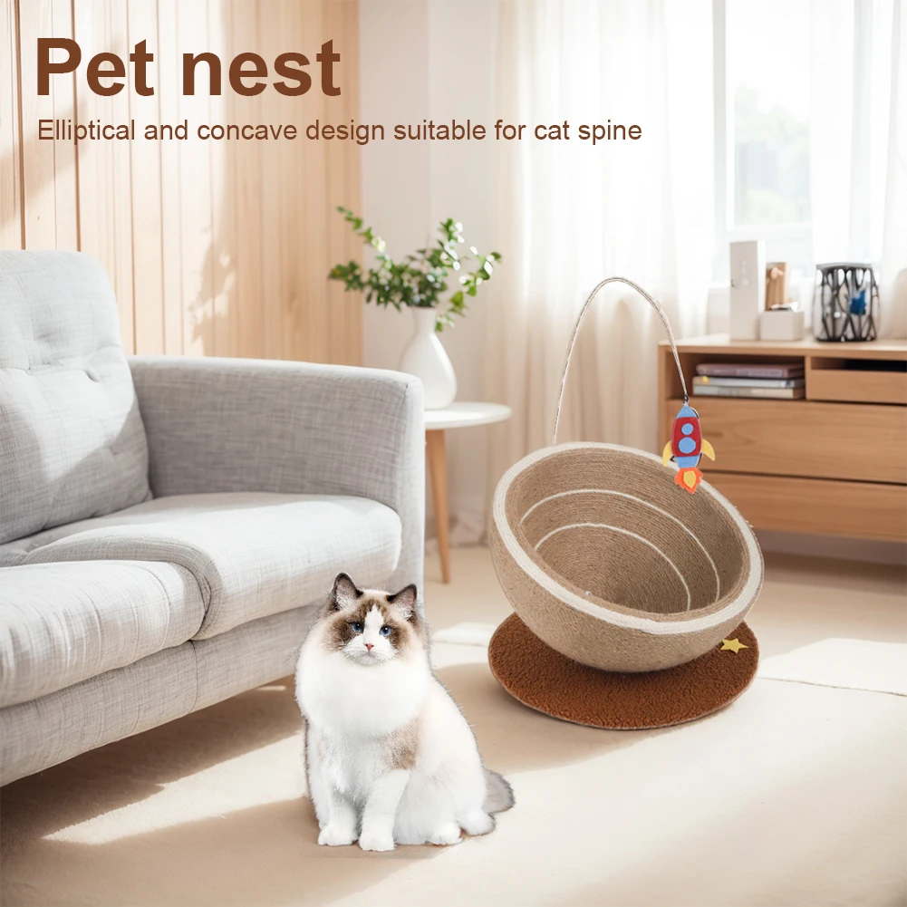 Sisal Cat Nest Oval Scratching Bowl Cat Bed for Indoor Big Large Kitten Cats