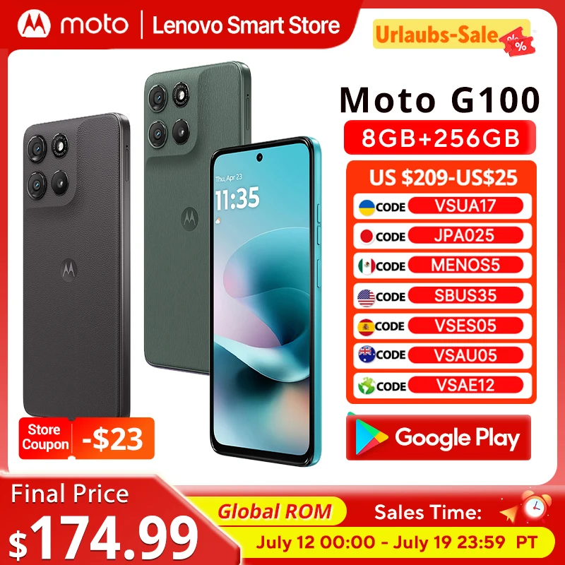 Motorola Moto G100 SmartPhone 5G Global ROM 6.72-inch FHD 120Hz Display Snapdragon 7s  Gen 2 IP64 7000mAh 50MP Camera Cellphone