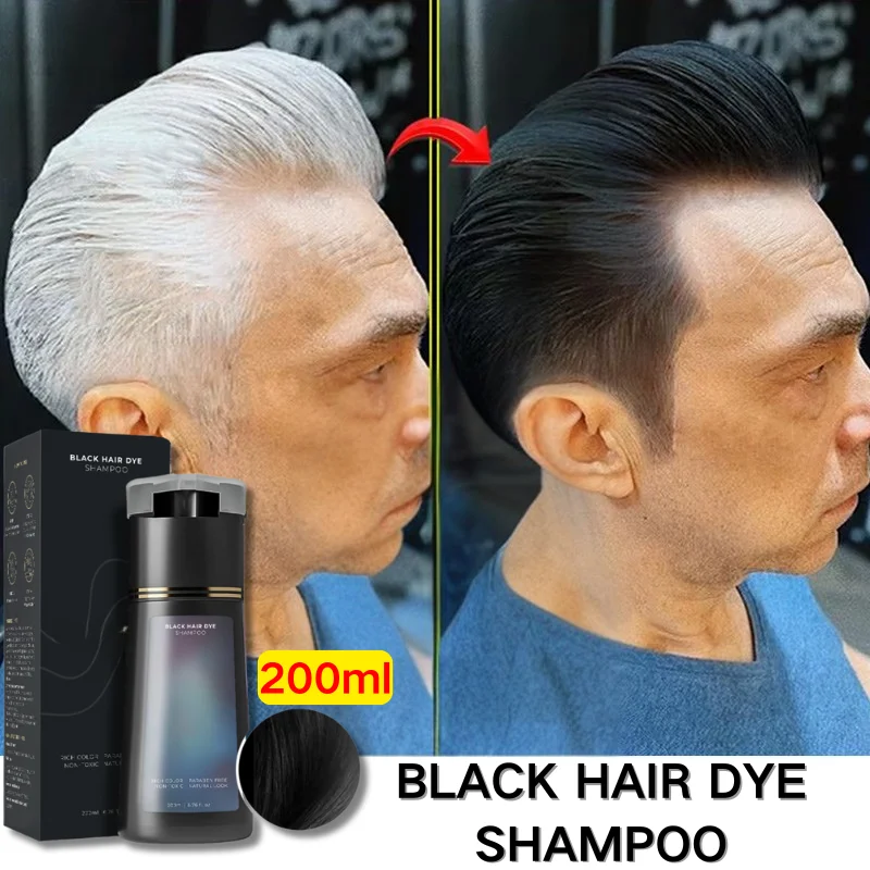 

White To Black Hair Dye Coloring Shampoo 3 in 1 Hair Dye Nourish Long Lasting Color Dye Women & Men Gray Hair Coverage Hair Care