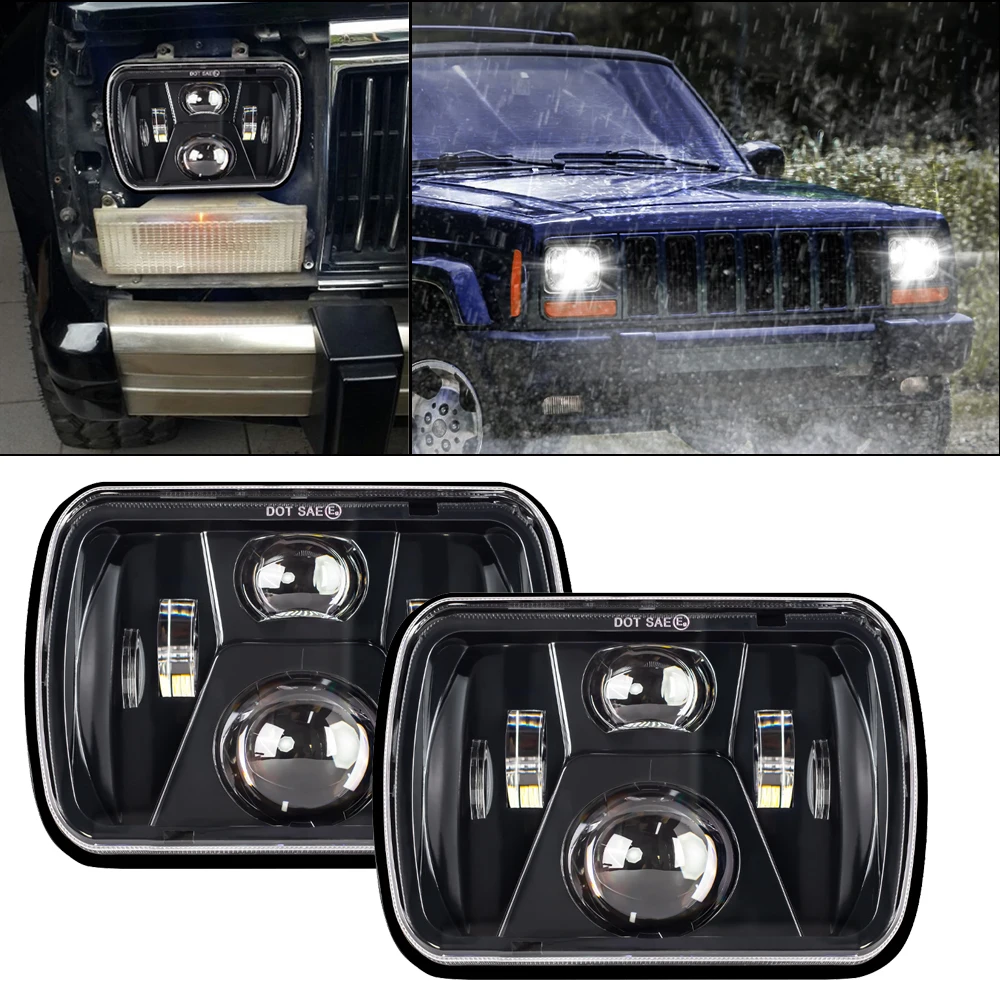 

5x7" 7X6" Inch LED Headlights High Low Beam Square Headlamp For Motorcycle Car Off-road Truck Car Light Accessories 12V 24V