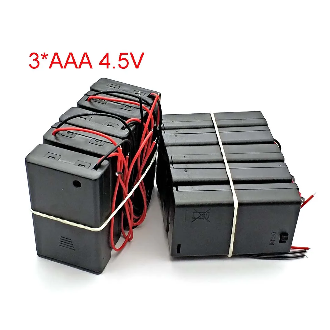 10 Stück AAA7-Batteriegehäuse (2/3/4), aus ABS-Kunststoff, mit roten und schwarzen Kabeln, ausgestattet mit Schaltern, geeignet für DIY-Schaltungen ohne Batterien. – Detail 4