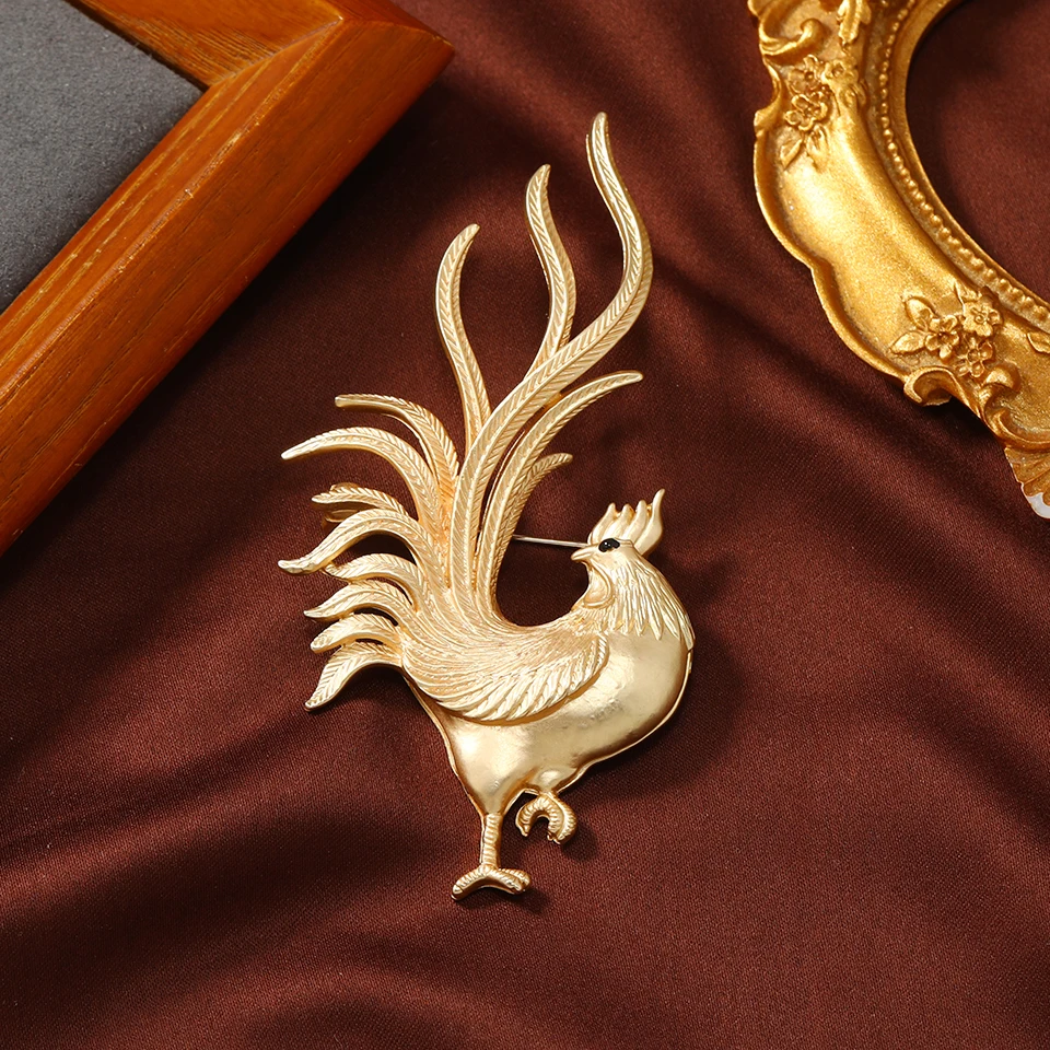 Muylinda Vintage Metal Crowing Cock Brooch Rooster Animal Clothes Pins Accessories For Woman Man Gift