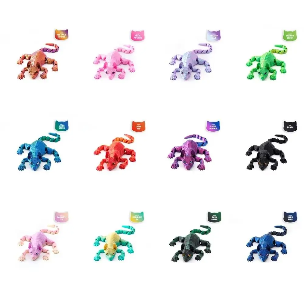 Siamesisches Kätzchen, 3D-gedruckte Katze, mehrteilig, Desktop-Dekoration, Mini-Katzenfigur, bewegliche bewegliche 3D-haarlose Katzenpuppe, Autodekoration